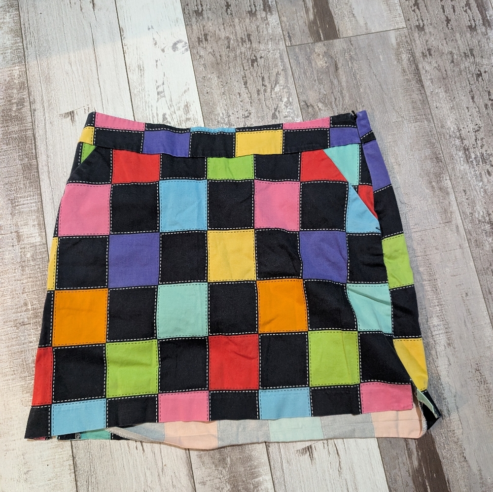 Loudmouth Ladies Multicolor Checkerboard Golf Skirt Skort Size 10 Logo'd